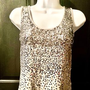 Festive Silver Sequin Tank - EUC